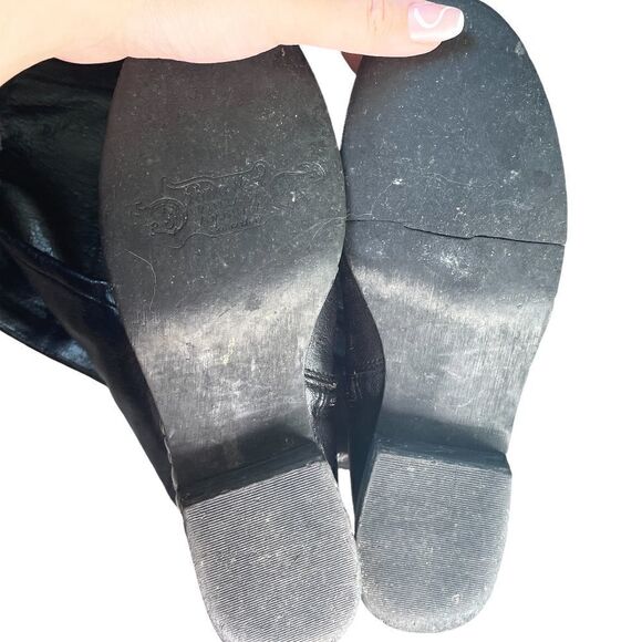 𝅺NINE West Vanickson Black Leather Tall Studded Boots SZ 6 - Picture 13 of 16